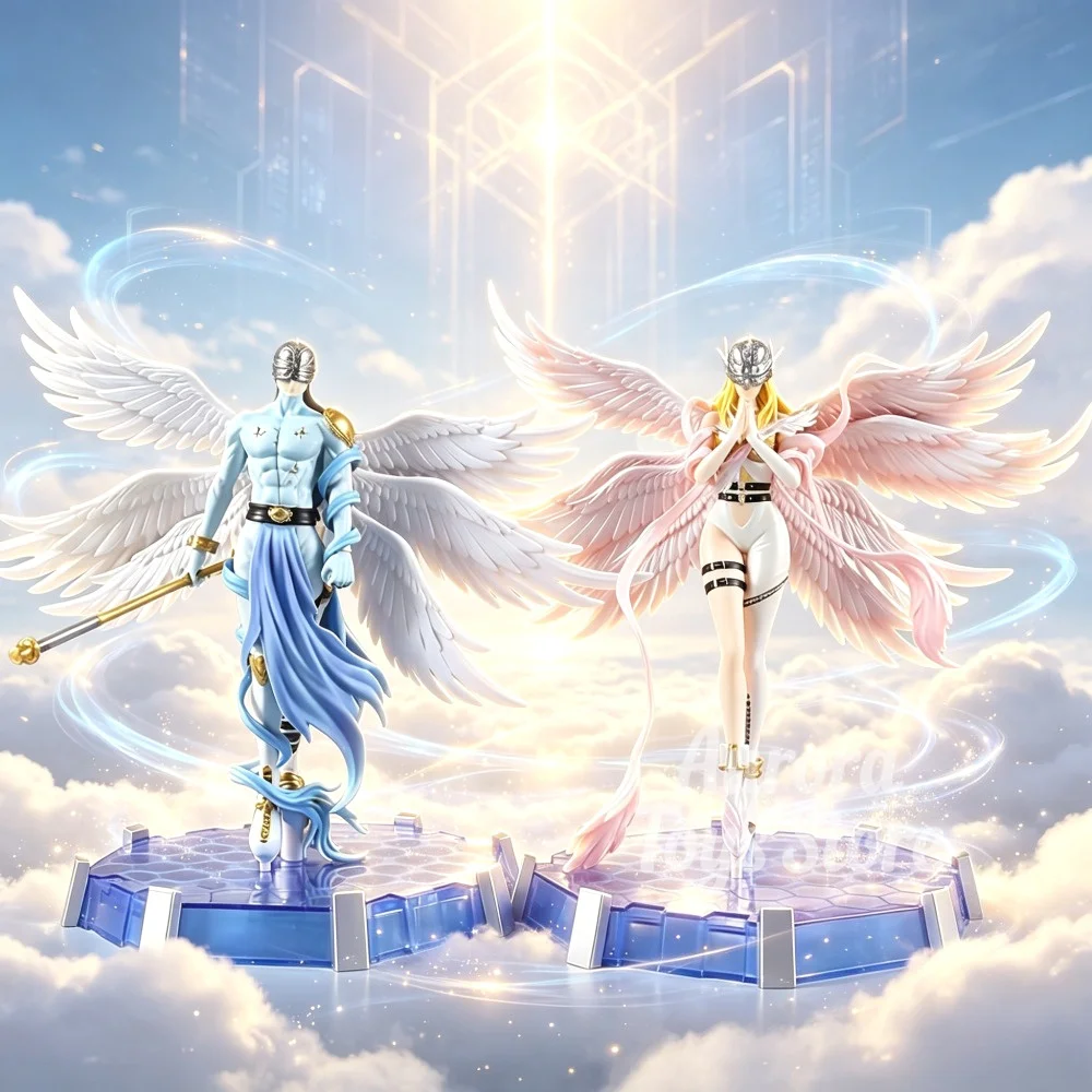 Anime-Figur Angemon Angewomon Digimon Adventure Actionfiguren PVC-Statue Desktop-Ornament Sammlermodell Spielzeug Geschenke 26cm