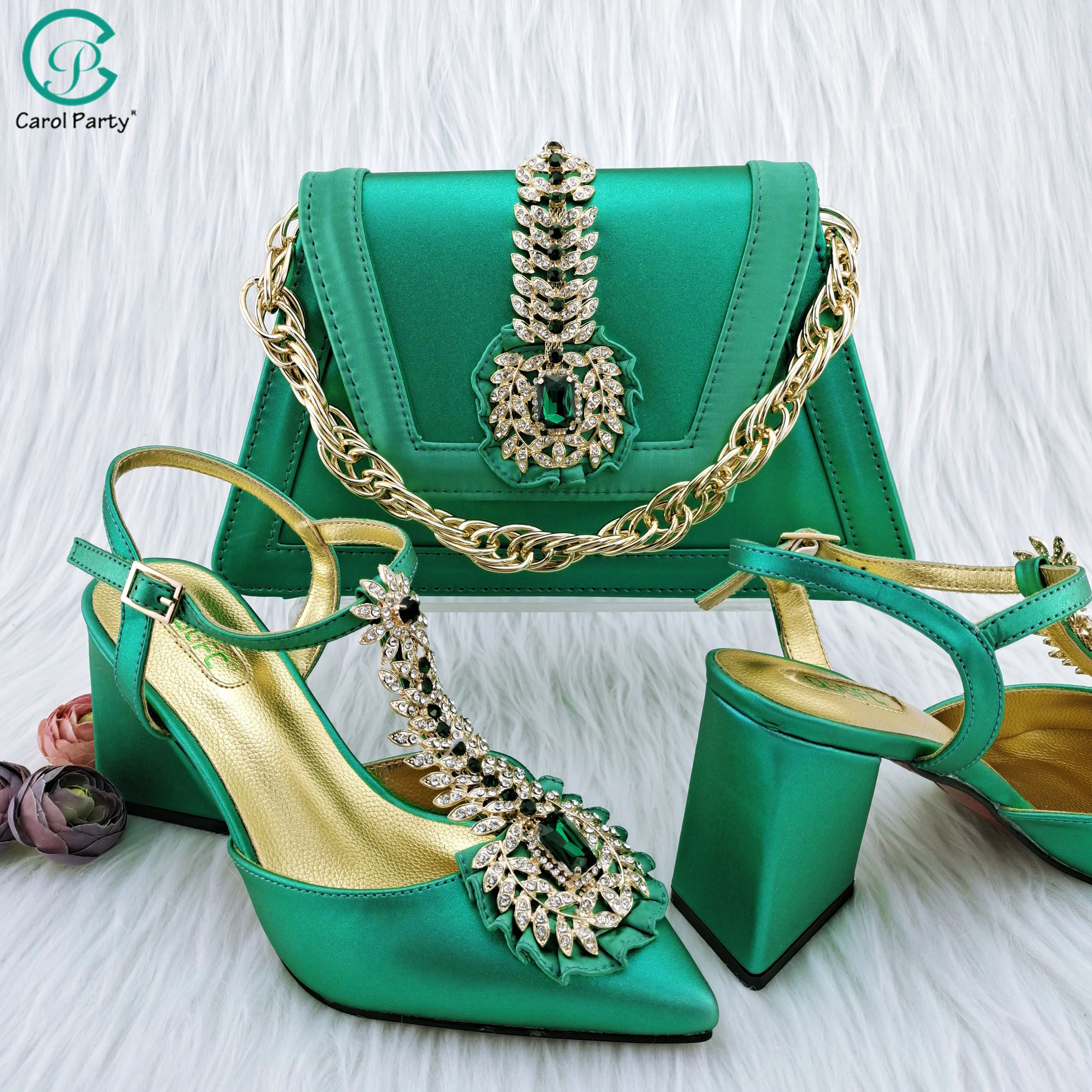 High Class Three-dimensional Fashion Ladies Bag Elegant High Heels Nigeria Popular Design African Ladies Shoes And Bag Set