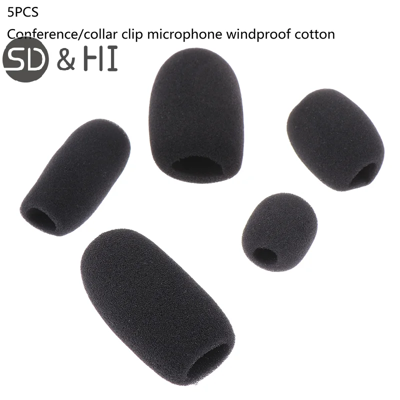 5PCS Foam Earphone Mic Cover Microphone Windscreen Headphone Sponge Black Microphone Dedicated Set Headset Replacement