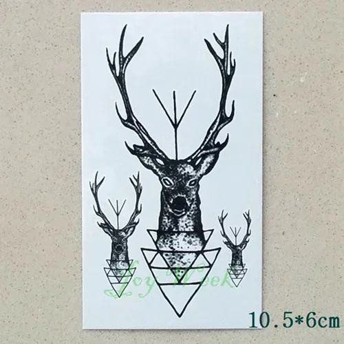Waterproof Temporary Tattoo Sticker elk head deer bucks horn antlers henna tatto flash tatoo fake tattoos for men women view 5