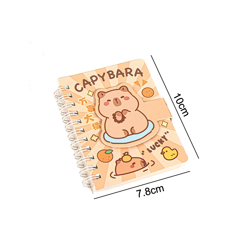 Mini Portable Pocket Notebook Cartoon Capybara Small Notepad Cute A7 Coil Notebook School Supplies Student Stationery Gifts