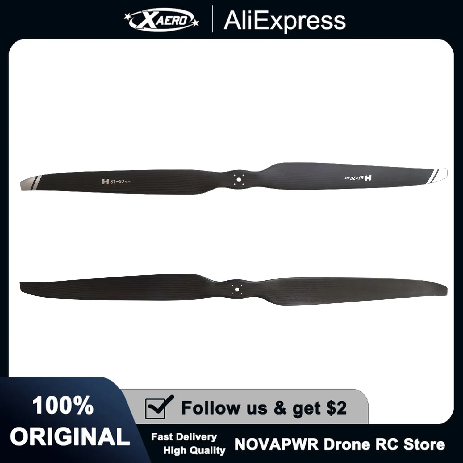 57x20in Carbon Fiber Propeller CW+CCW for HW X13 Motor Large Prop for Heavy Lift RC Drone Aircraft