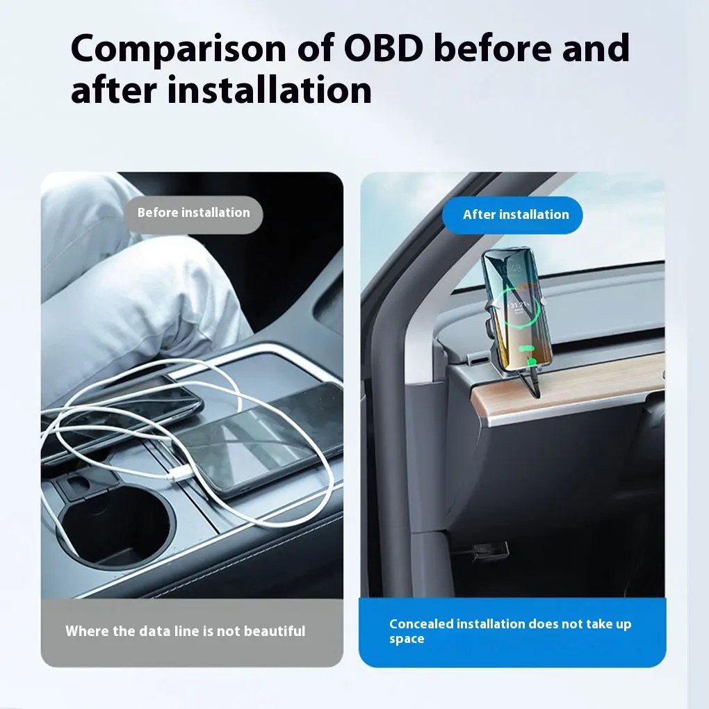 16PIN Dual Port Car OBD Fast Charger Adapter OBD Concealed Charging Adapter For Model 3/Y Cybertrunk