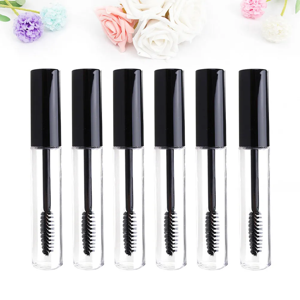 6Pcs Eyelash Product Empty Tubes 10Ml Mascara Bottle Container Transparent Travel Essential Eyelash Cream Brush Storage Pack
