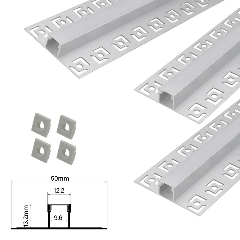 Led Aluminum Profile For 50x13mm Drywall Recessed Linear Strip Ceiling Indoor Plaster Board Lighting