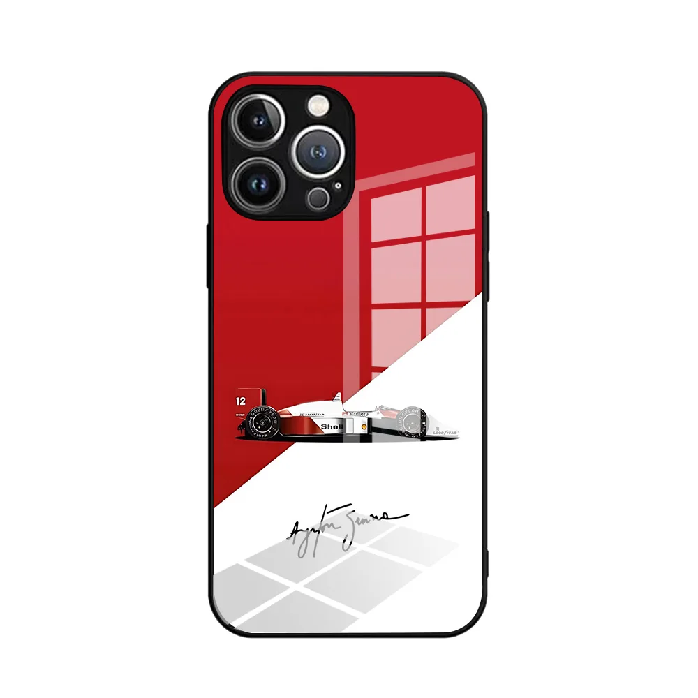 Ayrton Senna F1 Phone Case For iPhone 16 16e 15 14 13 12 Mini 11 Pro XS Max XR X SE 2022 8 7 Plus Glass Soft Silicone Frame
