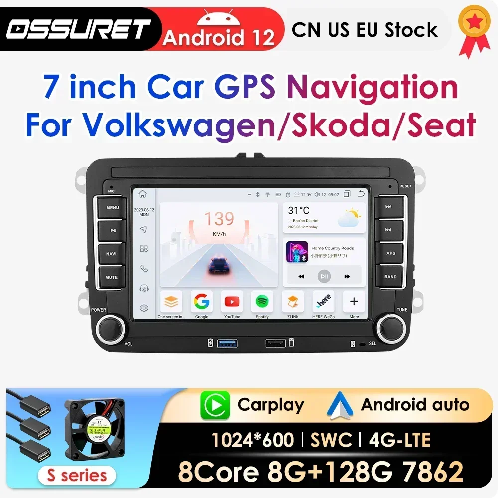 8G 128G Android 12 Car Radio for VW Polo golf 5 6 Plusat Pass B6 Jetta Tiguan Touran Sharan Scirocco Caddy Seat Carplay Auto RDS