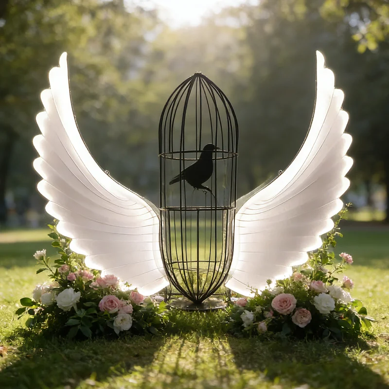 

LED Wedding Angel Wings Luminescent Fairy Decoration Lamp for Stage Party Road Lead Shining Modern Bride Lighting Accessory