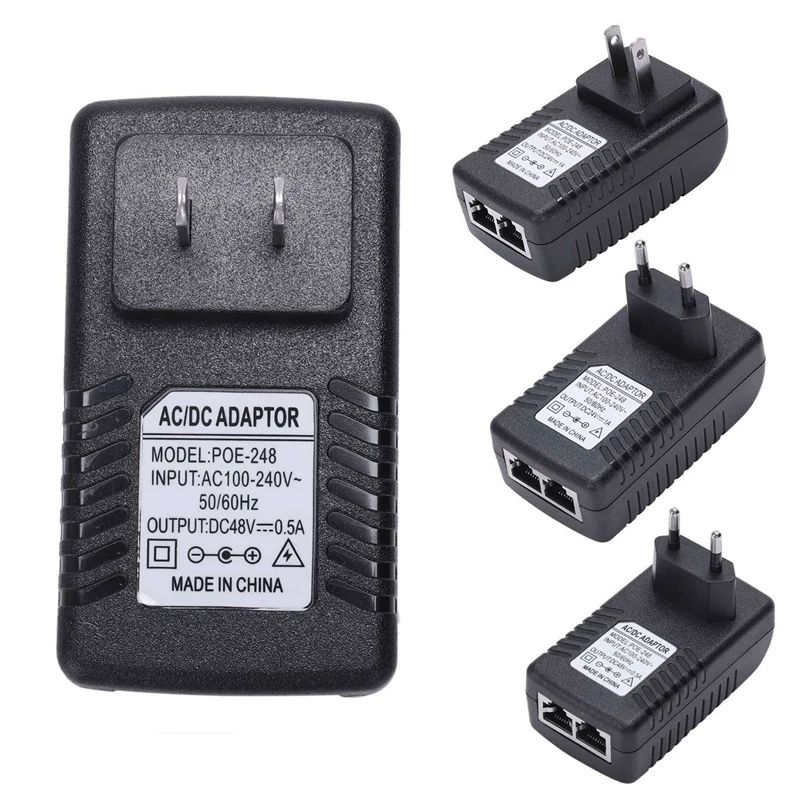 6X Power Supply Ethernet POE Injector Adapter For IP Phone Gateway IP Camera(24V/1A US Plug)