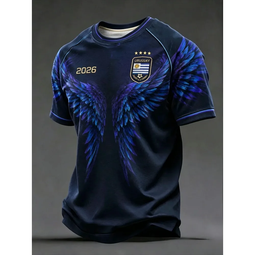 2026 Summer New Uruguayan Style 3D Printed Football Jersey T-Shirt Sweatshirt Training Suit Men's T-Shirt Gender-neutral Top