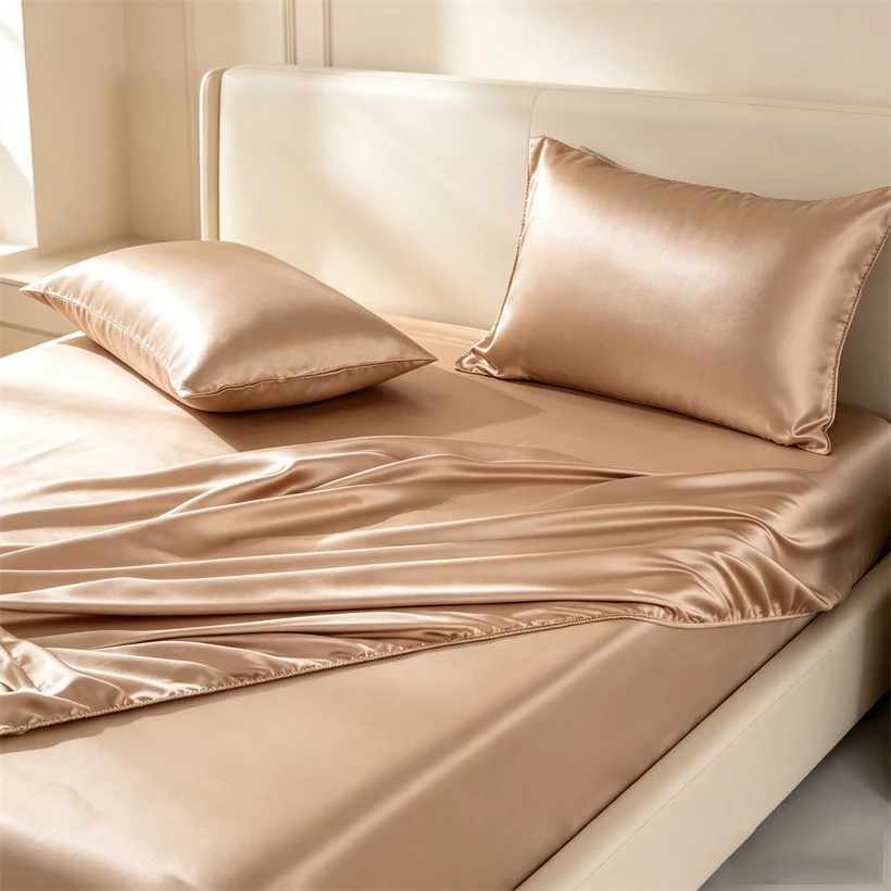 Mulberry Silk Bed Fitted Sheet Deep Pocket Luxury Smooth Natural Silk Mattress Cover for Twin Full Double Queen King Bed Sheets