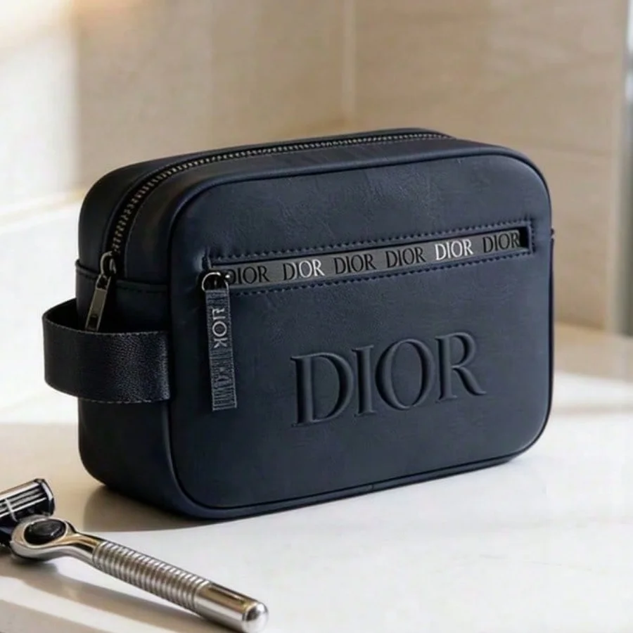 Dior’s Bag Black Canvas Cosmetic Storage Bag Portable Women Makeup Organizer Multipurpose Toiletry Pouch For Sorting Storing Ite
