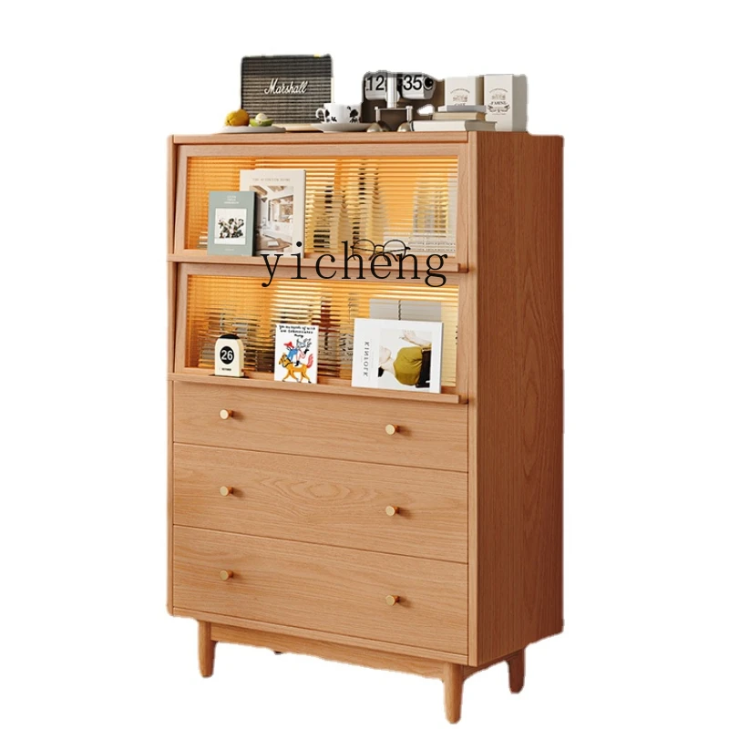 

Xl Solid Wood Chest of Drawers Bedroom Chest of Drawer Storage Wall Storage Cherrywood Color Clothes Closet