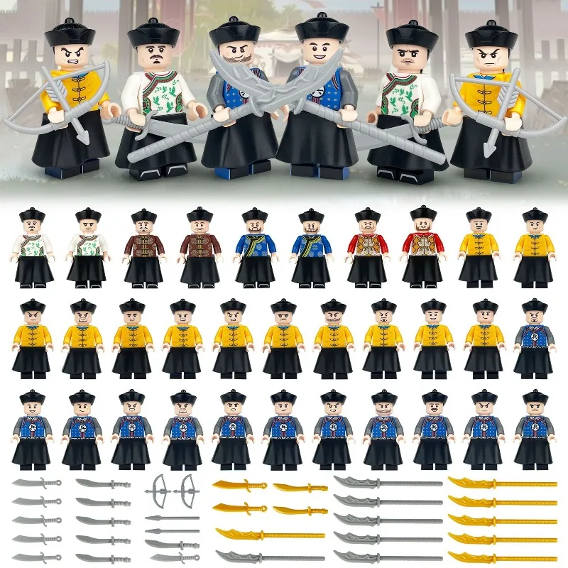 

32 фигурки костюмов 1633 зеленый лагерь солдат Beiyang темно-синий мальчик телохранитель детские развивающие игрушки для мальчиков и девочек