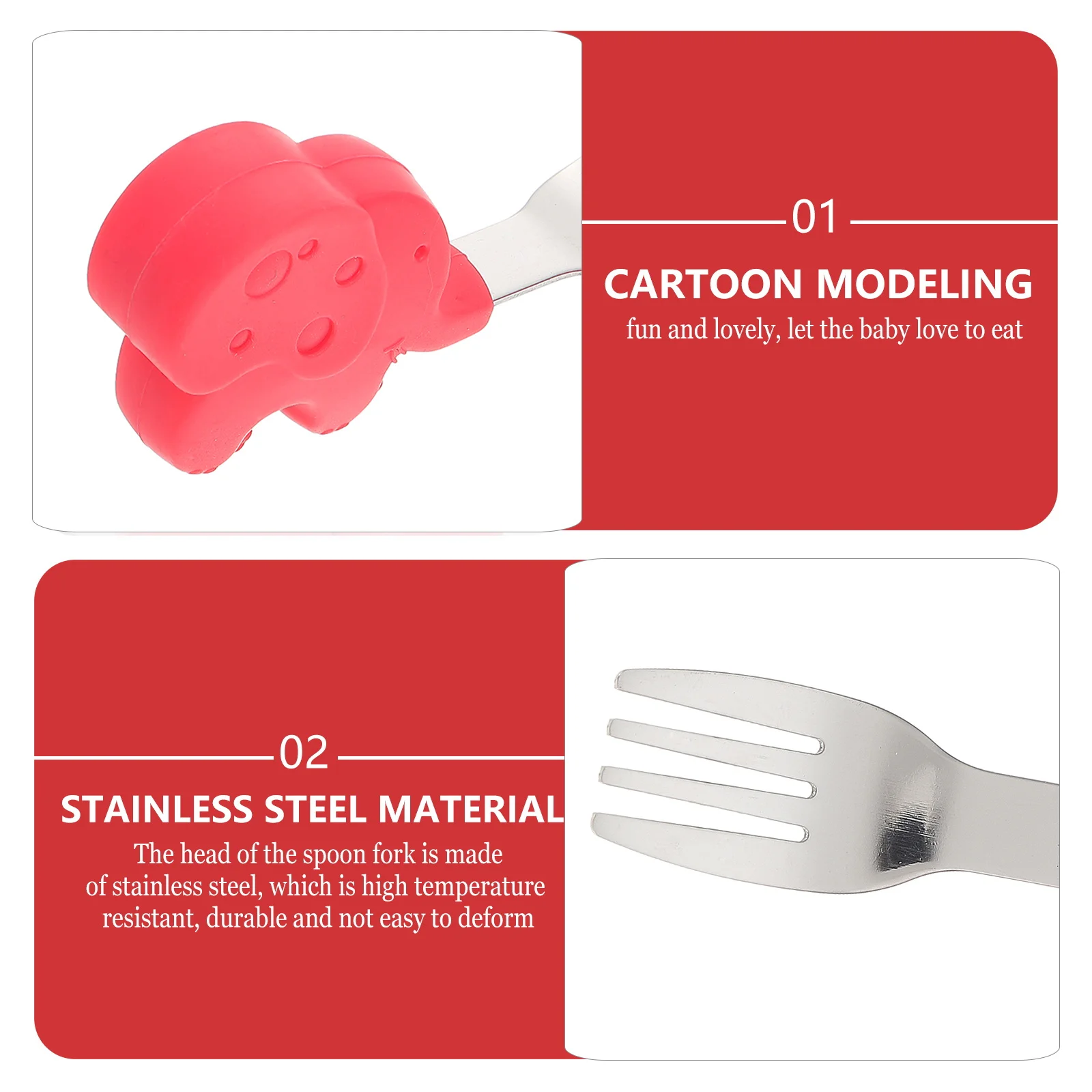 

2pcs Silicone Fork Spoon Set For Babies Soft Handle Cartoon Learning Tableware Eating Tool Utensils Spoons Forks