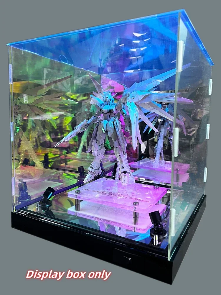 Purple Light  Display Stand Mirror Transparent Acrylic Toy Storage Box Figure Dust Cover Display Cabinet