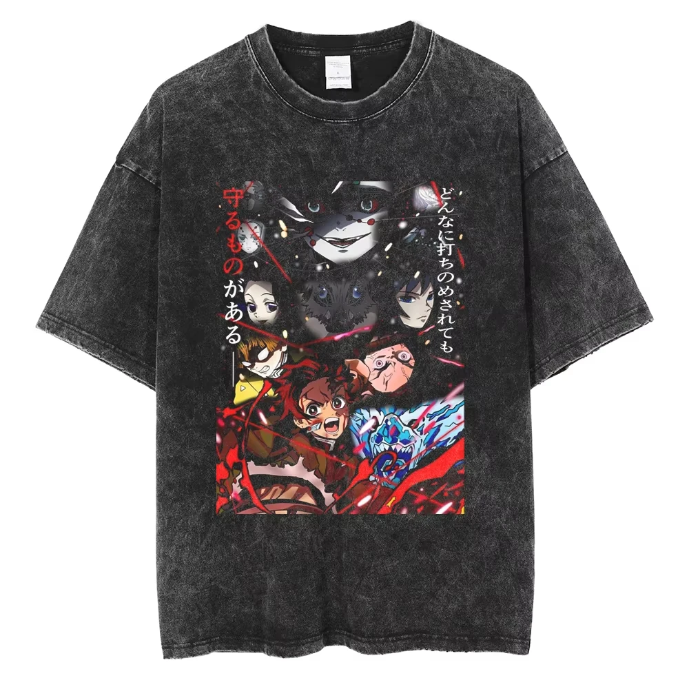 

2025 Popular Ladies Pattern Printing Anime Flat Printing T-Shirt Retro Washed Cotton T-Shirt Loose Short Sleeve T-Shirt Top