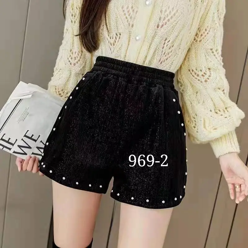 Neue Herbst Winter lose koreanische Version schlanke zweireihige Pailletten Woll shorts für Frauen weites Bein Oberbekleidung Stiefel Shorts m70