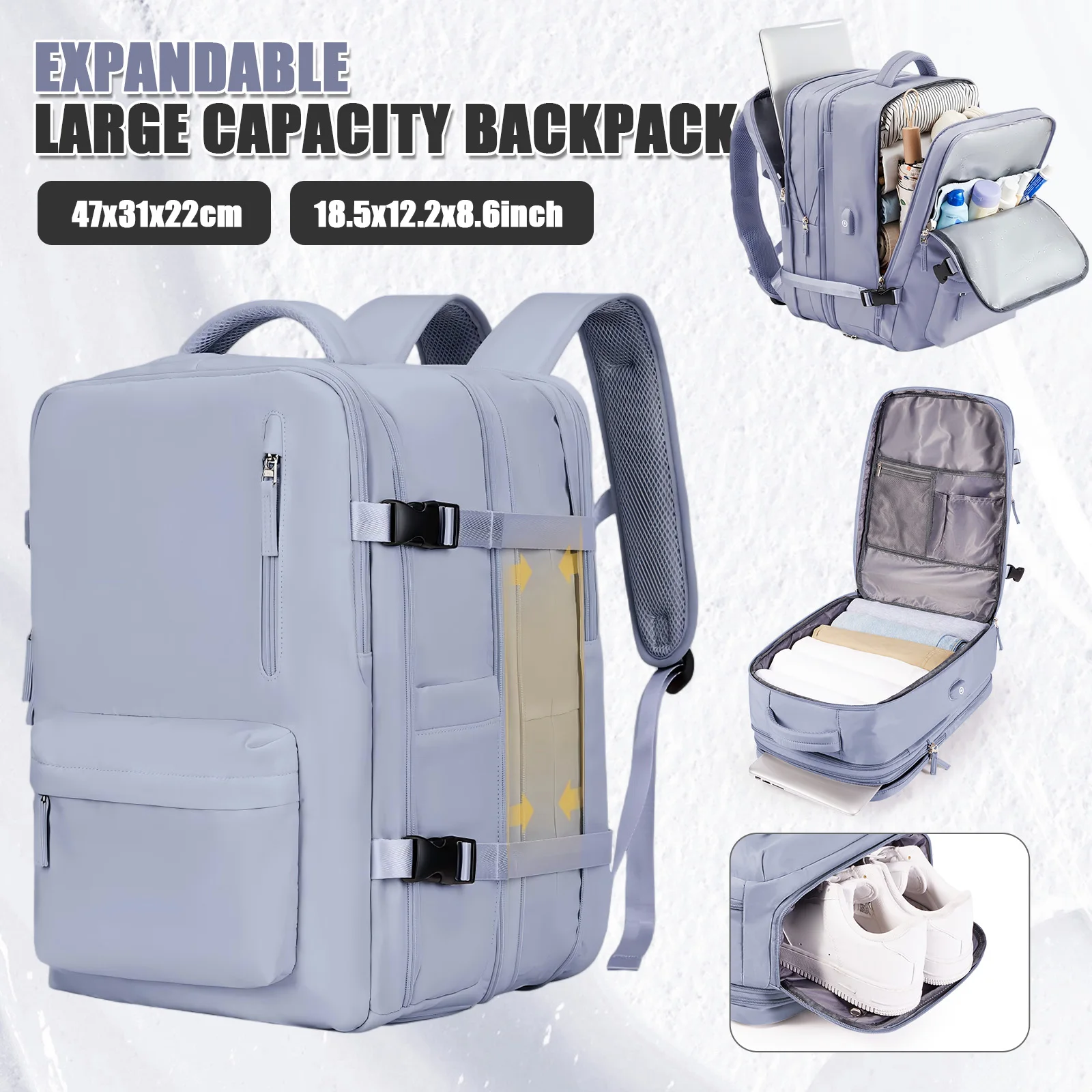 Travel Backpack for Women Men Waterproof Backpack Hand Luggage Laptop Backpack Large Capacity Expanded Backpack Work's Backpack