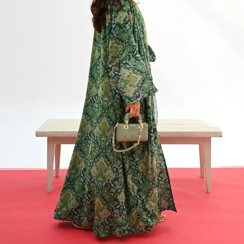 

Muslim Women Print Hijab Dress Abayas Dubai Kimono Cardigan Kaftan Turkey Robe Kebaya Eid Islam Jalabiya Caftan Marocain Femme