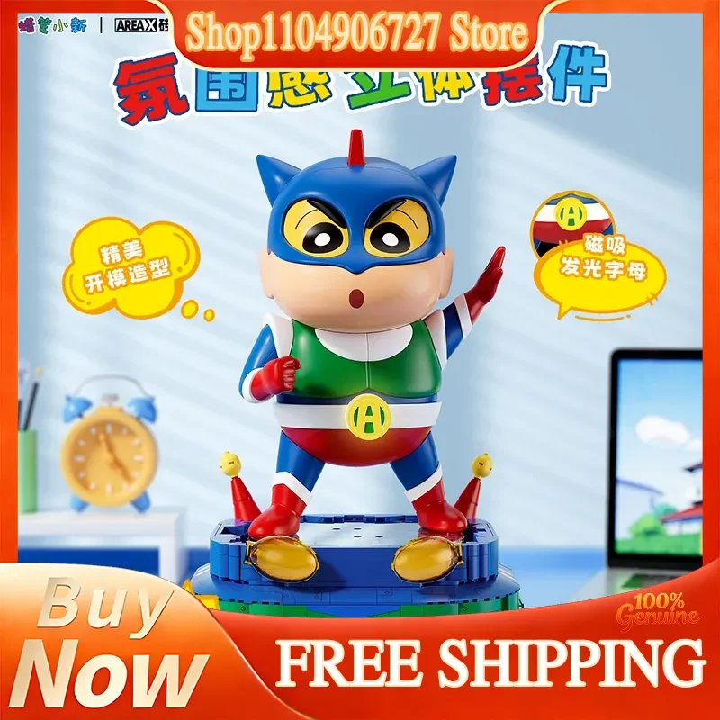 

Конструктор AREAX Crayon Shin Chan Action Kamen, большой размер, магнитные светящиеся блоки, фигурка, подарок для рабочего стола, в слепой коробке