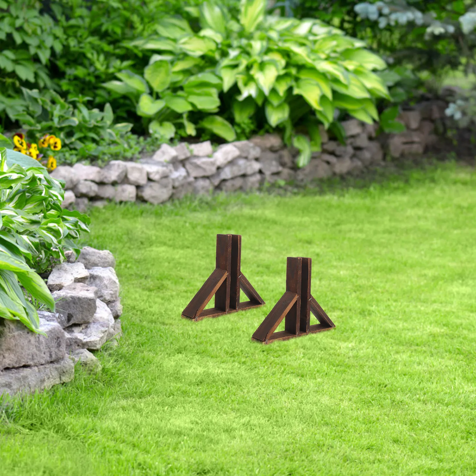 2Pcs Garden Fence Base Solid Wood Stable Support Small Fence Lawn Outdoor Use Durable Fences Base Set Garden Accessory
