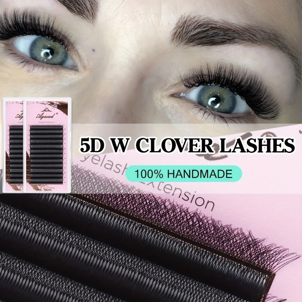 AGUUD 5D W Shaped C/D/L/M Curl Eyelash Extension Premade Volume Fans Soft Gradient Mink Easy Embellish Natural False Eyelashes