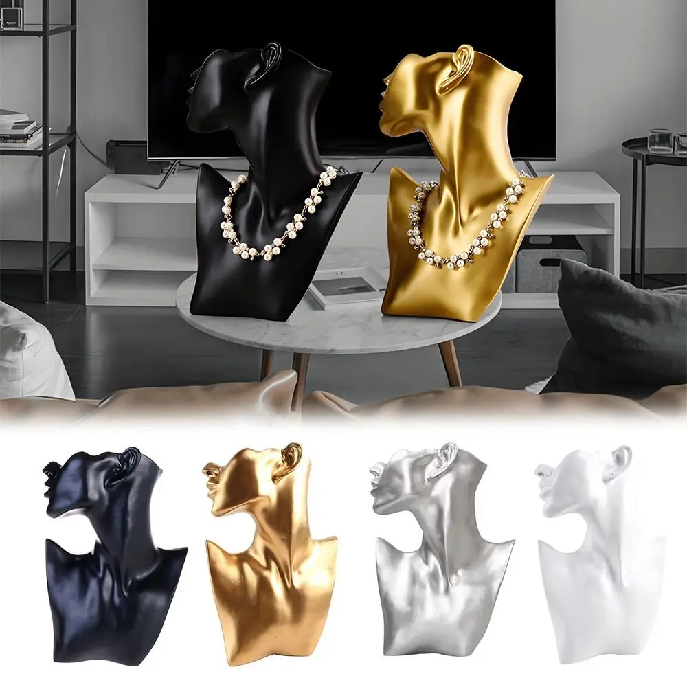 

Resin Mannequin Jewelry Display Stand Head Bust Portrait Unique Bracelets Earrings Holder Side Face Mannequin