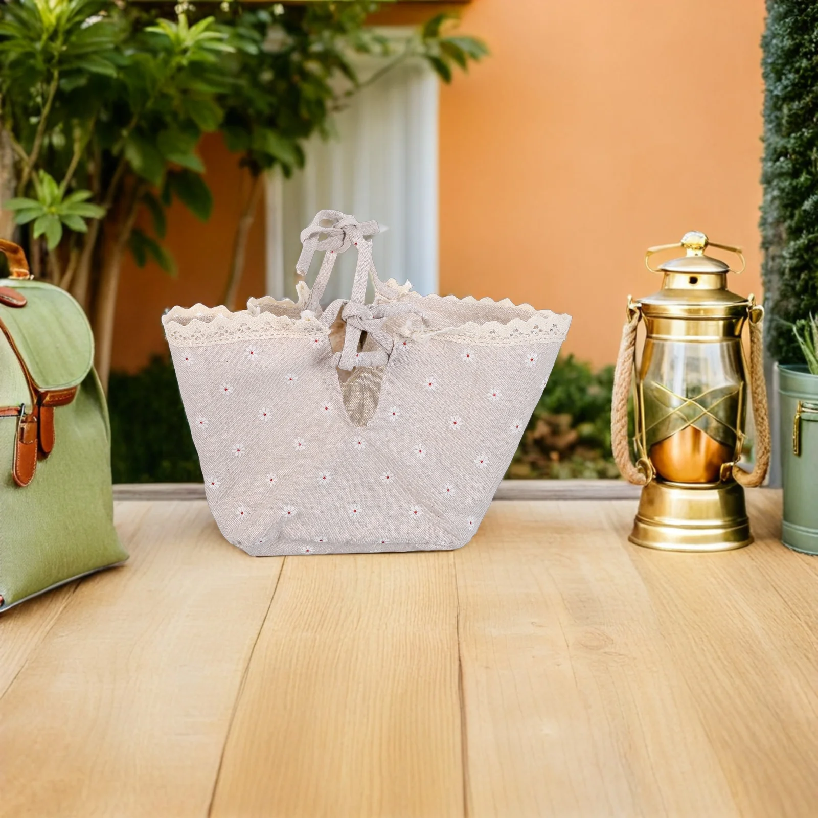 

2pcs Fabric Liner Inserts For Woven Rattan Picnic Bread Baskets Washable Reusable Daisy Pattern Basket Cloth Liners