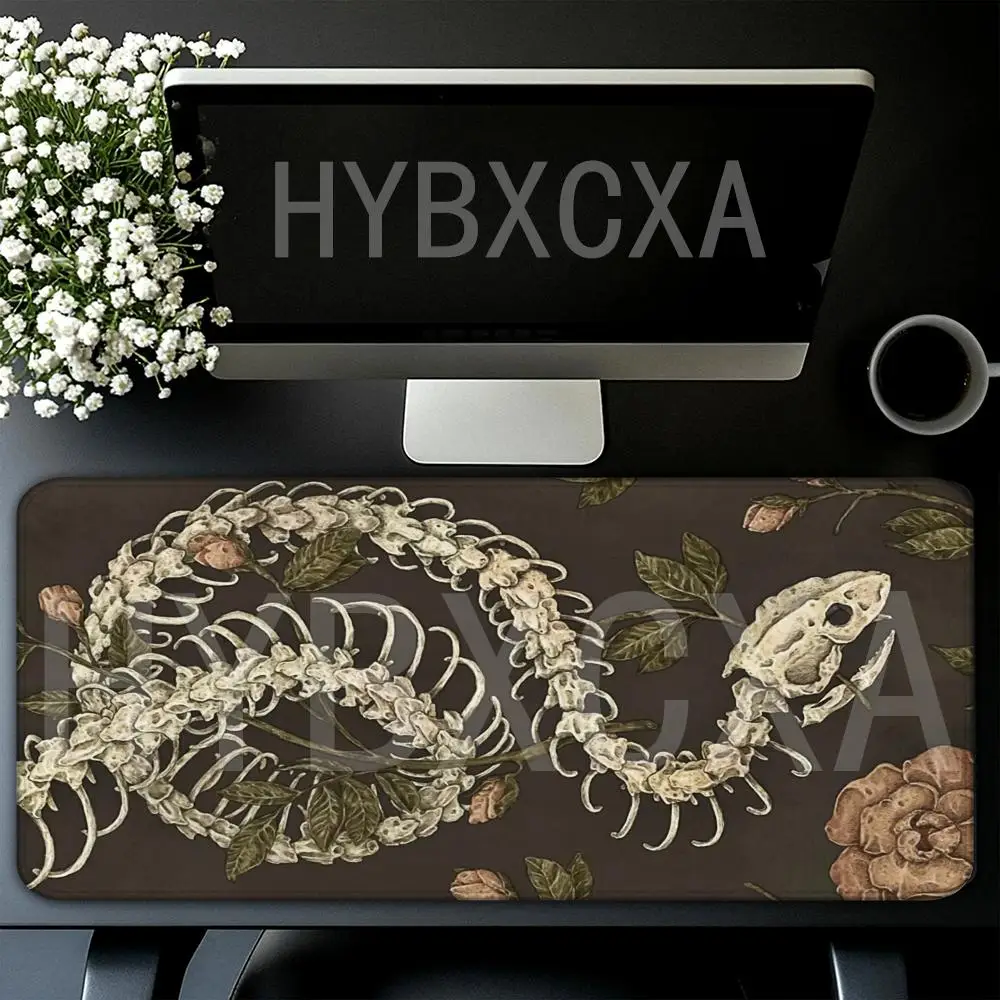 

HYBXAXC Large Gaming Mouse Pad Gothic Snake Skeleton Floral Anti-slip Rubber Desk Mat For PC Laptop Dark Art Mousepad