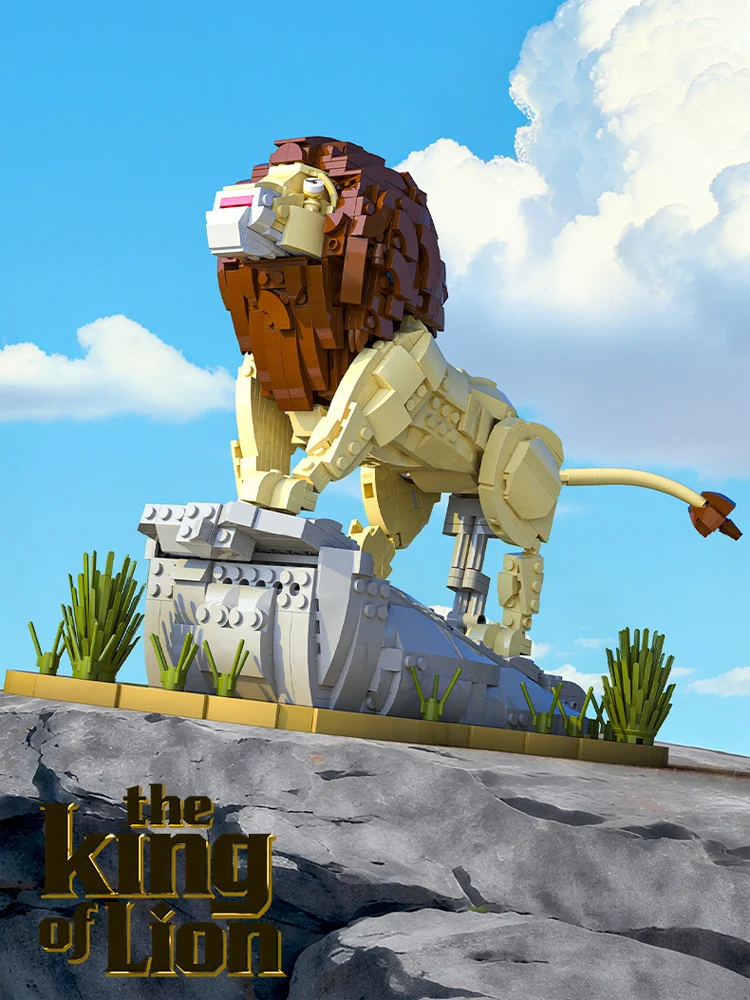 Idea Animals Moc Bausteine Konstruktionsset Löwenkönig Modell Lernspielzeug Bausteine-Sammlung für Kinder Geschenke Heimdekoration – Detail 1