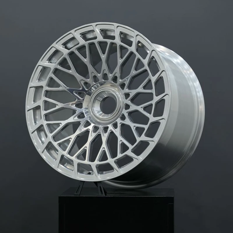 

Staggered High Performance Forged Aluminum Wheels Aftermarket Rims Centerlock Mesh Design Polished New 30mm ET Luxury Racing