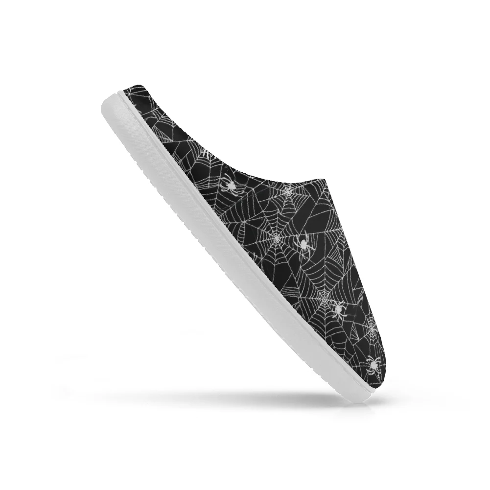 Zapatillas de algodón con estampado de telaraña, zapatillas cálidas informales de felpa, zapatillas de algodón para el hogar de invierno