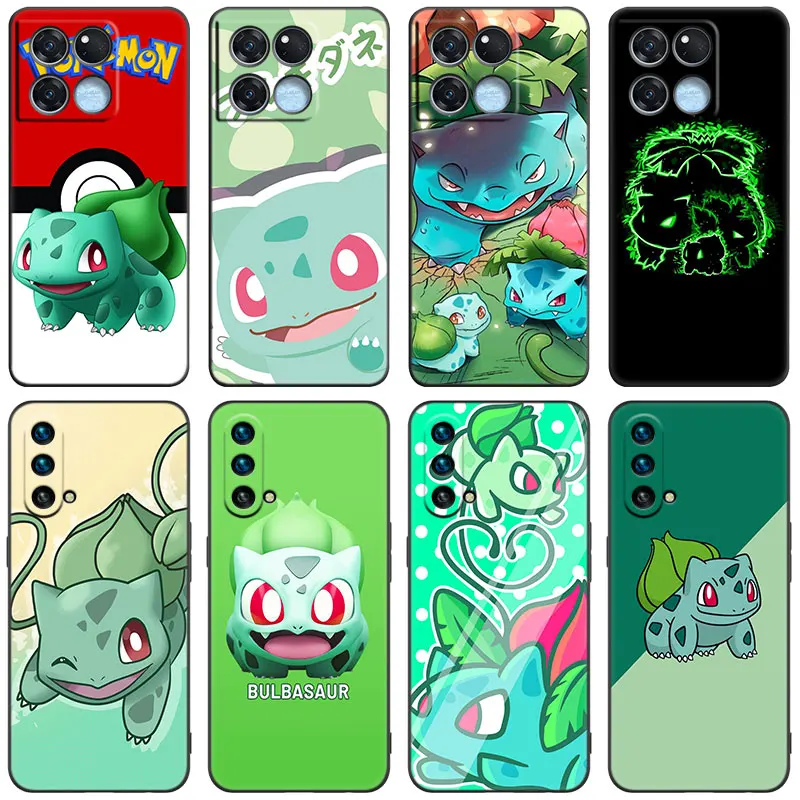 Bulbasaur Pokemon Black Phone Case For OnePlus 11R 10T 10R 9RT 8T ACE 2V Pro Nord 2T N10 N100 N20 N200 CE2 Lite 5G Soft Cover