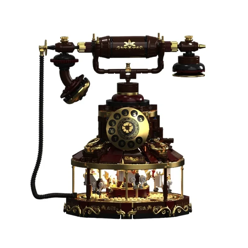 

Classic Retro Telephone Building Block 3D Assembled Carousel Model Brick Nostalgic Decorative Toys for Chirstmas Birthday Gift