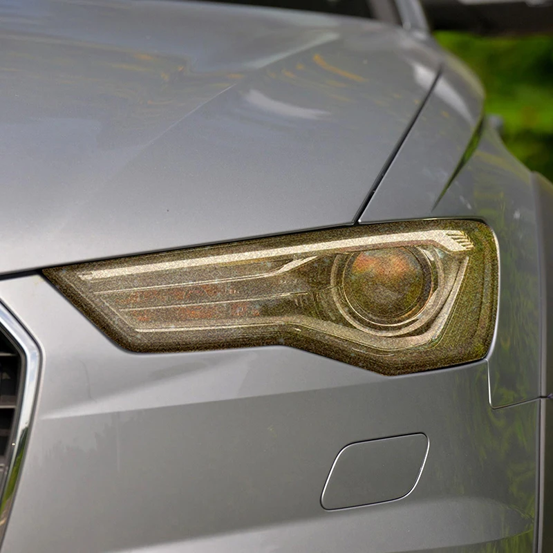 2 Pcs Car Headlight Protective Film Smoked Black Tint Wrap Vinyl Transparent TPU Sticker For Audi A6 C7 4G S6 RS6 2012-2018 view 4