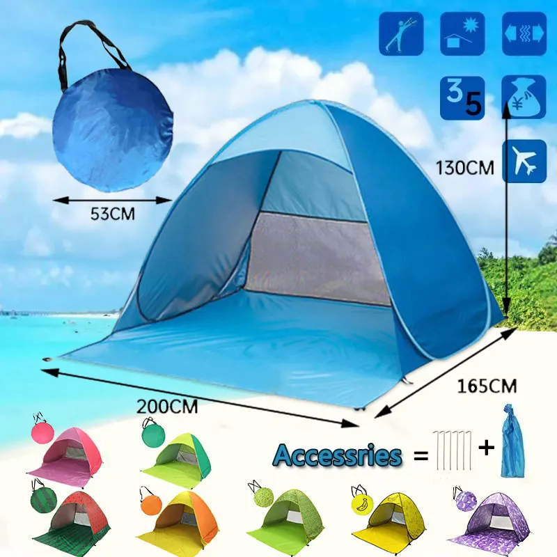 

Beach Tent Automatic Instant Pop Up Tent Potable Lightweight Outdoor UV Protection Camping Tent Sun Shelter 200X165X130CM