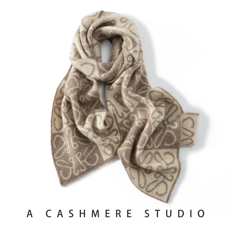 

High Quality 100% Cashmere Scarf Women's Autumn and Winter New Jacquard Scarf Fashionable Korean Version Warm Scarf Light Luxury
