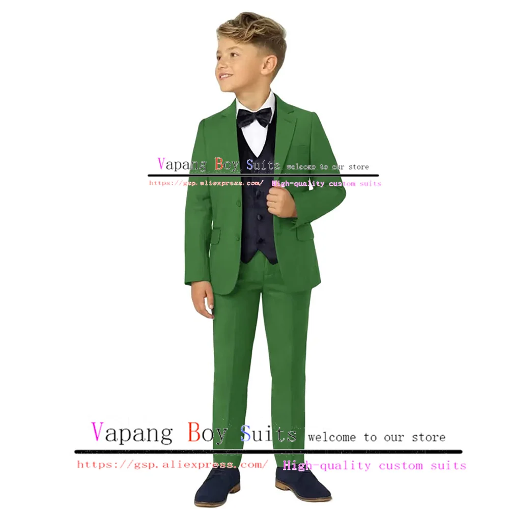 Suit for Boys Wedding Tuxedo Jacket Vest Pants Bow Tie 4-Piece Set Formal Kids Clothes costume enfant garçon mariage