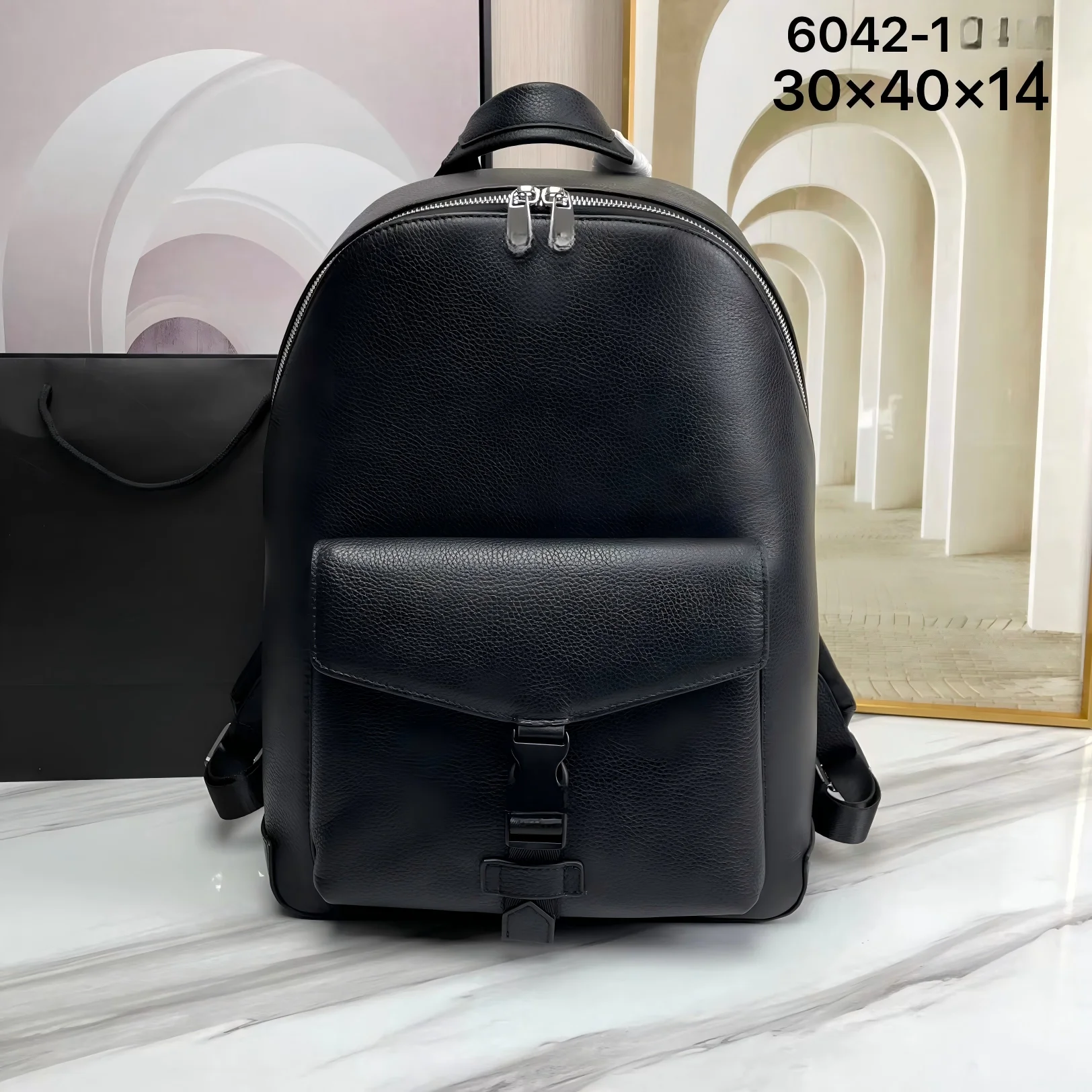 

Italian Calfskin Leather Backpack - Soft Tumbled Leather Laptop Bag for Work and Travel