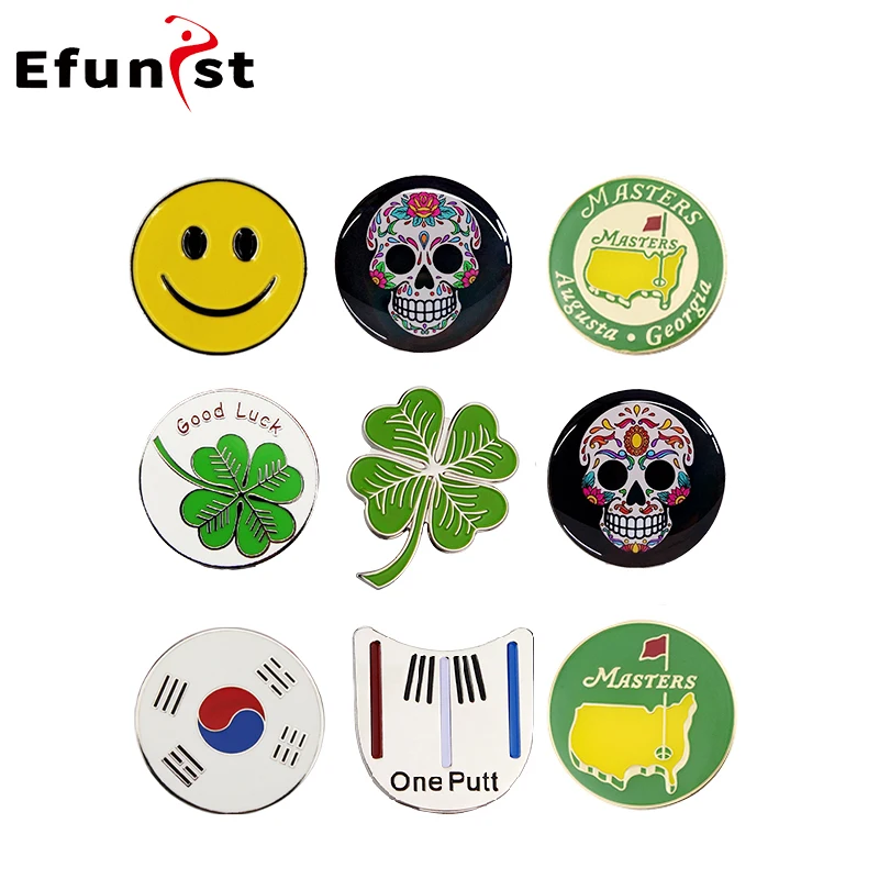 Golf Ball Marker Alloy Mix Various Styles Men Women Golf Hat Clip Golf Cap Clips Mark Golf Supplies Accessories Drop Ship