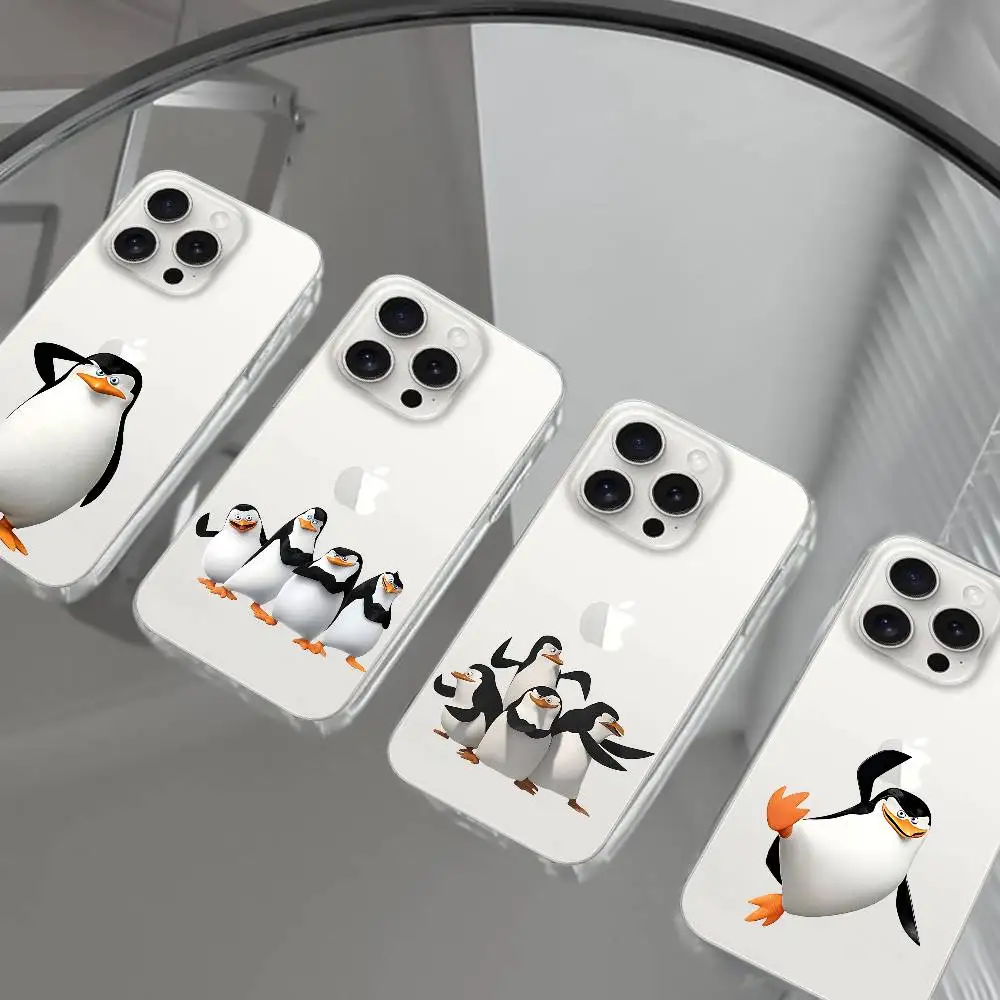 M-Madagaskar-Pinguin Handyhülle für iPhone 17/16/15/11/13/14 Pro Max Plus/X/Xr/Xs Max/12mini Air Transparent Klar