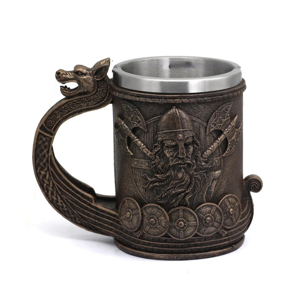 Stainless Steel Viking Tap Mug, 3D Stereo Beer Mug, Coffee Mug, Tea Cup, Man Gift, Water Bottle, 700ml