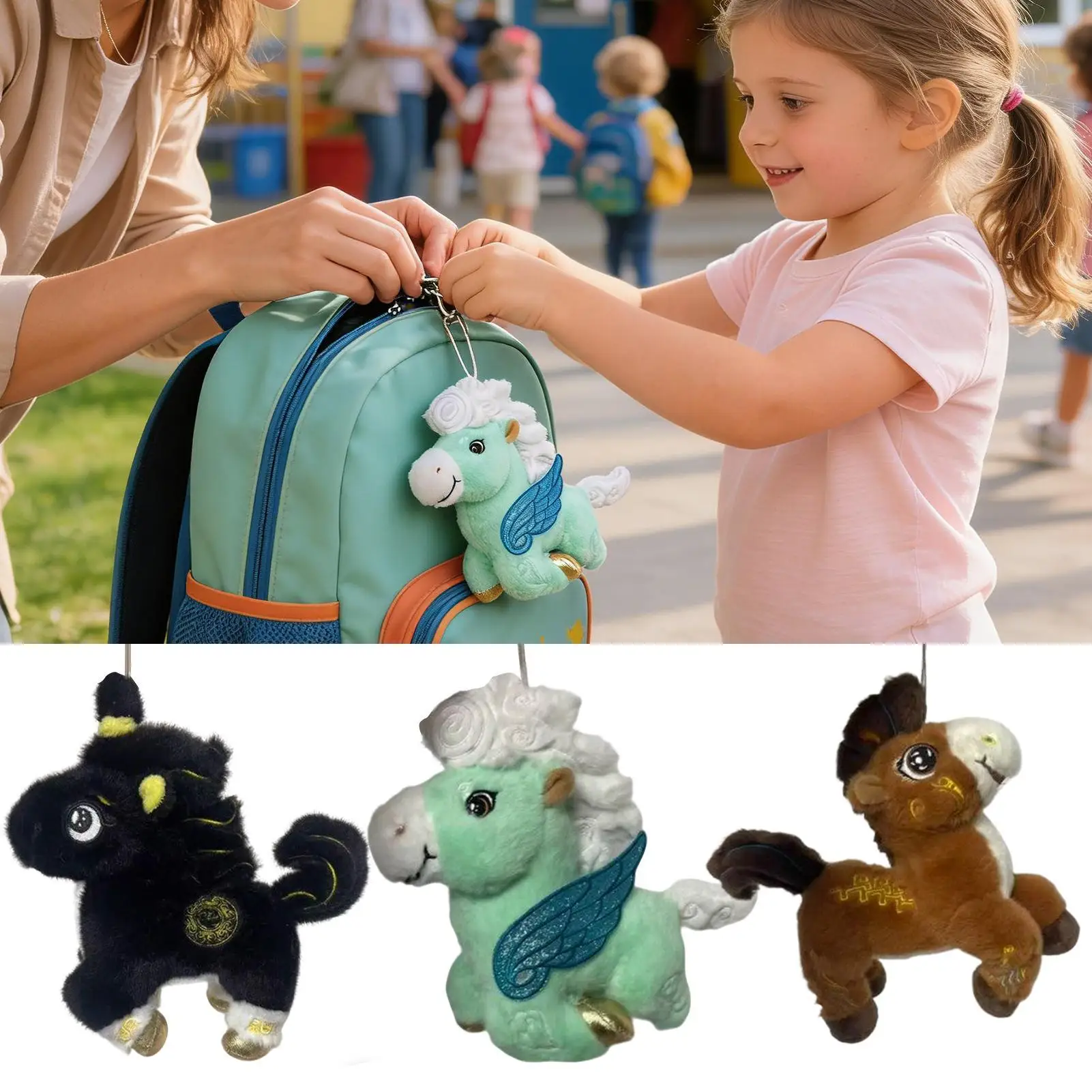 中国のマスコットキーリングペンダントチャーム馬のぬいぐるみ縁起の良いぬいぐるみキーホルダーハンドバッグ財布トートバッグ春祭り用