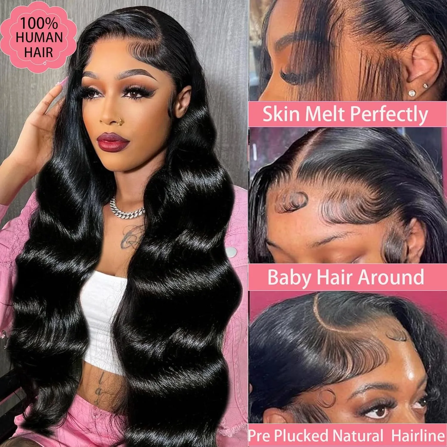 Body Wave Lace Front Wigs 13x4 13x6 40 Inch Lace Wig 200 Density 100% Human Hair Lace Frontal Wigs For Women image 4