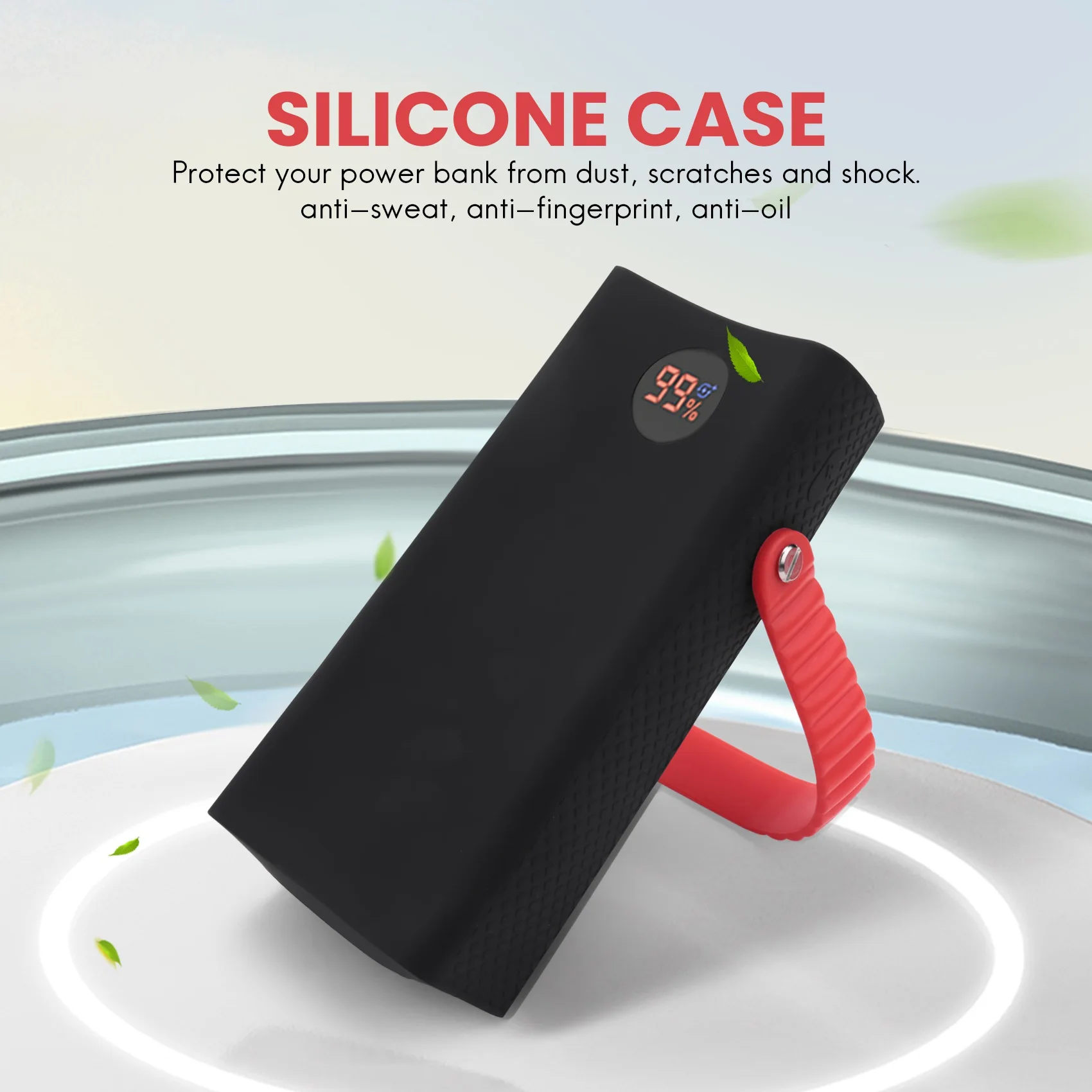 Silicone Case for PEA40 40000MAh Power Bank Anti-Slip/Anti-Fall Soft Cover Portable Protective Sleeve(Black)
