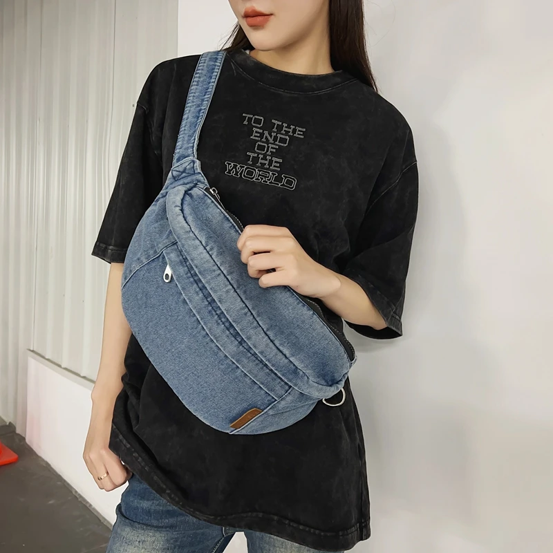 Denim Zipper Youth Ladies Waist Packs Advanced Sense Female Crossbody Bags on Sale 2024 Brand Hot Sale Bolsas Para Mujeres