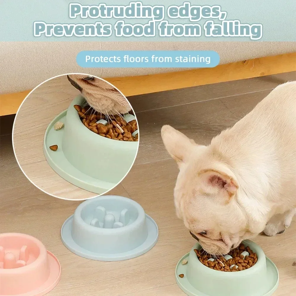 Pet Slow Food Bowl Dog Anti-Suffocation Bowl Slow Food Plastic Cat Puppy Bowl Anti-swallowing Plate Healthy Feeding Food Bowl