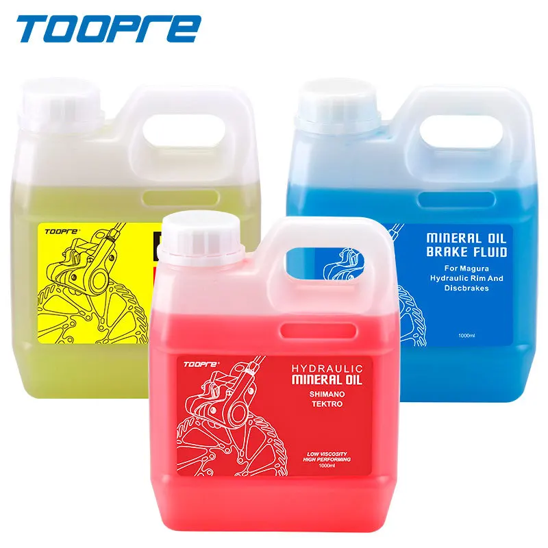 TOOPRE aceite de freno de disco para bicicleta de montaña, aceite Mineral rojo, barril de 1L, DOT, 1000ml, líquido de frenos, accesorios para bicicleta