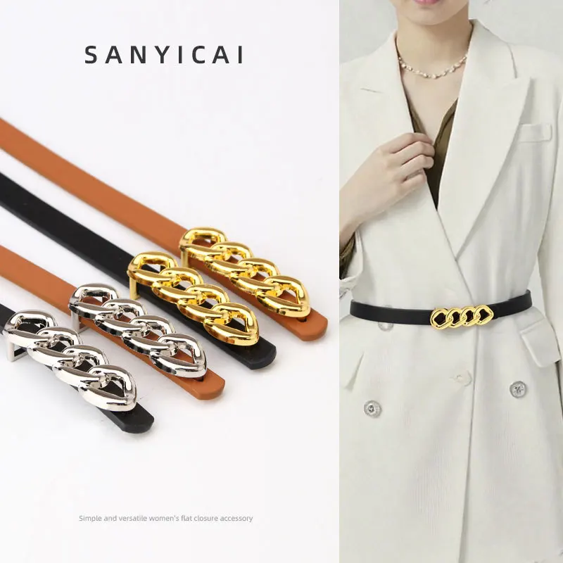 

Women's Belt Premium Commuter Style Versatile Jacket Jeans Decorative Belt Maillard Alloy Plate Buckle Belt Women